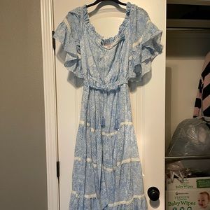Blue floral tiered dress